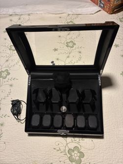 Automatic Rotation Watch Winder 4+6 Watch Display Storage Box +LED Light