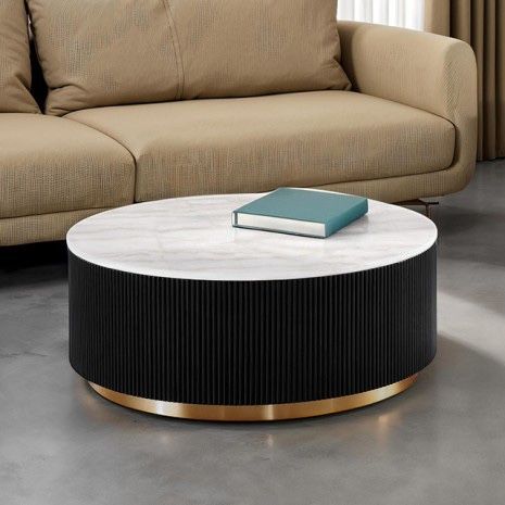 Modern Round Coffee Table Arhaus Inspired - Free Delivery ✅ Arhaus Dupe Coffee Table White Marble Top