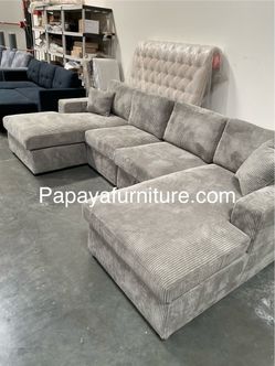 New! Plush U-Shaped Sectional, Sectionals, Sofa, Modular Sectional, Couch, Sofa, Sectional With Chaise, Double Chaise Sofa, Grey Sofa, Grey Couch Dime