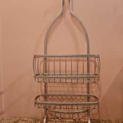 Silver  Shower  Caddy and Trash Can