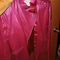 Pink Leather Jacket L