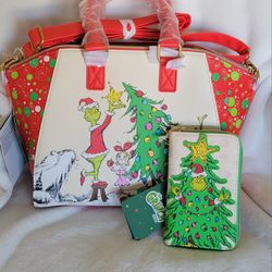 Loungefly The Grinch stole Christmas satchel and wallet 