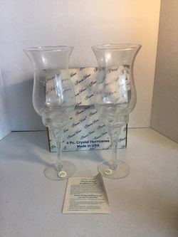 NIB Vintage Princess House 4 piece crystal Hurricanes 11 3/4in