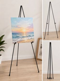 Black Metal Folding Display Easel – Art/Painting Stand