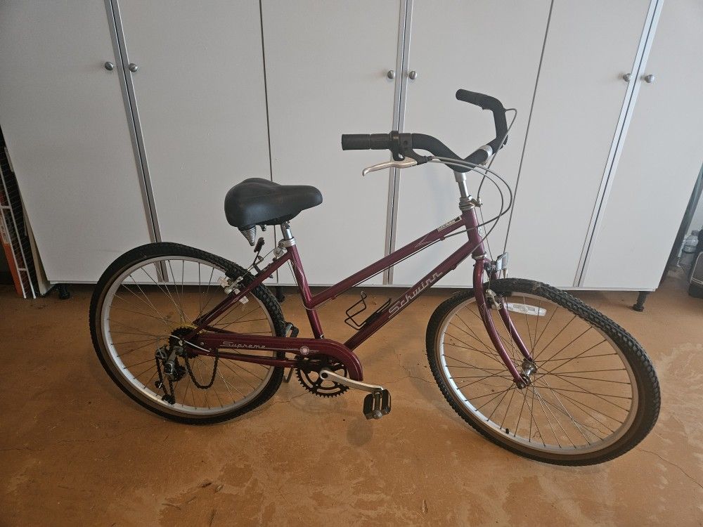 2 Ladies Schwinns, 1 Girls Bike, 1 Scooter & 2 Adult Helmets