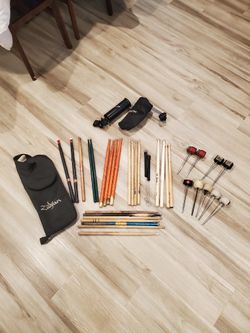 Drum Sticks, Stick Holders, Stick Bag, and Bass Drum Pedal Beaters 
