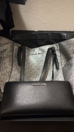 Metallic Micheal Kors Purse With Black Wallet.