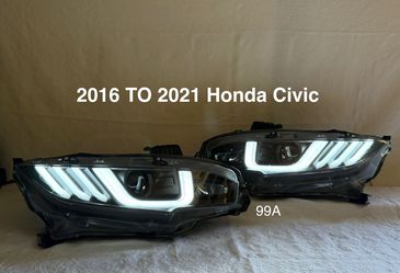 2016 TO 2021 Honda Civic [LED Models] Full LED DRL & Sequential Projector Headlights - Black Housing Smoked Lens