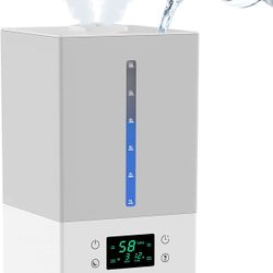6L Humidifiers for Bedroom Large Room, Cool Mist Humidifiers for Baby Nursery Plants with Essential Oils Diffuser, 360°Rotatable Double Spray Outlet N