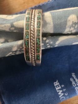 Vintage 925 Turquoise Inlay Bracelet/48g