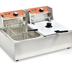 Commercial Deep Fryer with Basket 6-12L Capacity Adjustable Temperature and Timer Stainless Steel With lid Suitable for home/commercial/camping/outdoo