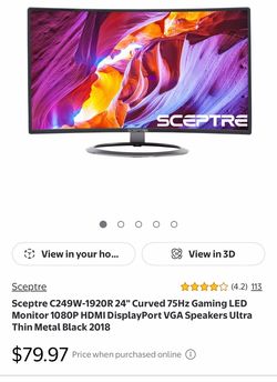 Sceptre 24" Curved Gaming Monitor - 1080P / 75Hz / Built-in Speakers