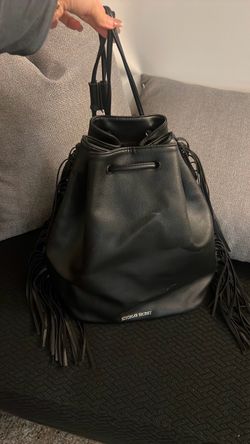 Victoria's Secret Black Fringe Bucket Bag