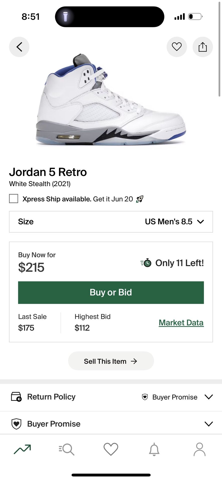 Jordan 5 Retro White Stealth
