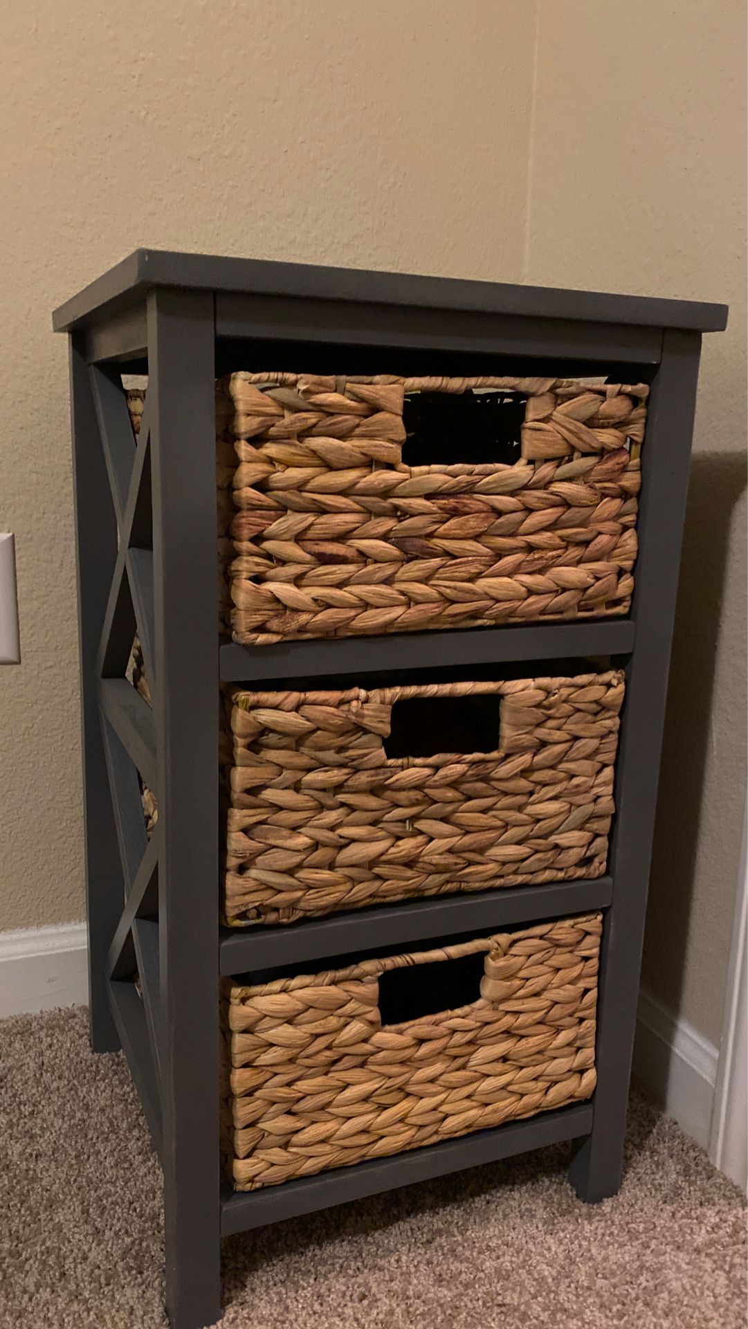 Nightstand With Wicker Drawers