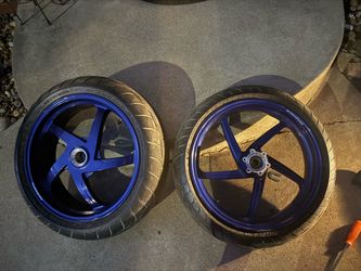 Marchesini Blue Motorcycle Wheels with Tires