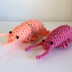 Handmade Crochet Shrimp Keychain 