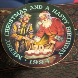 Emmett Kelly 70th Birthday Christmas Plate 1994 Collectible 