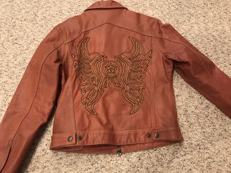 Women’s Harley Davidson small leather jacket russet rust brown color excellent condition