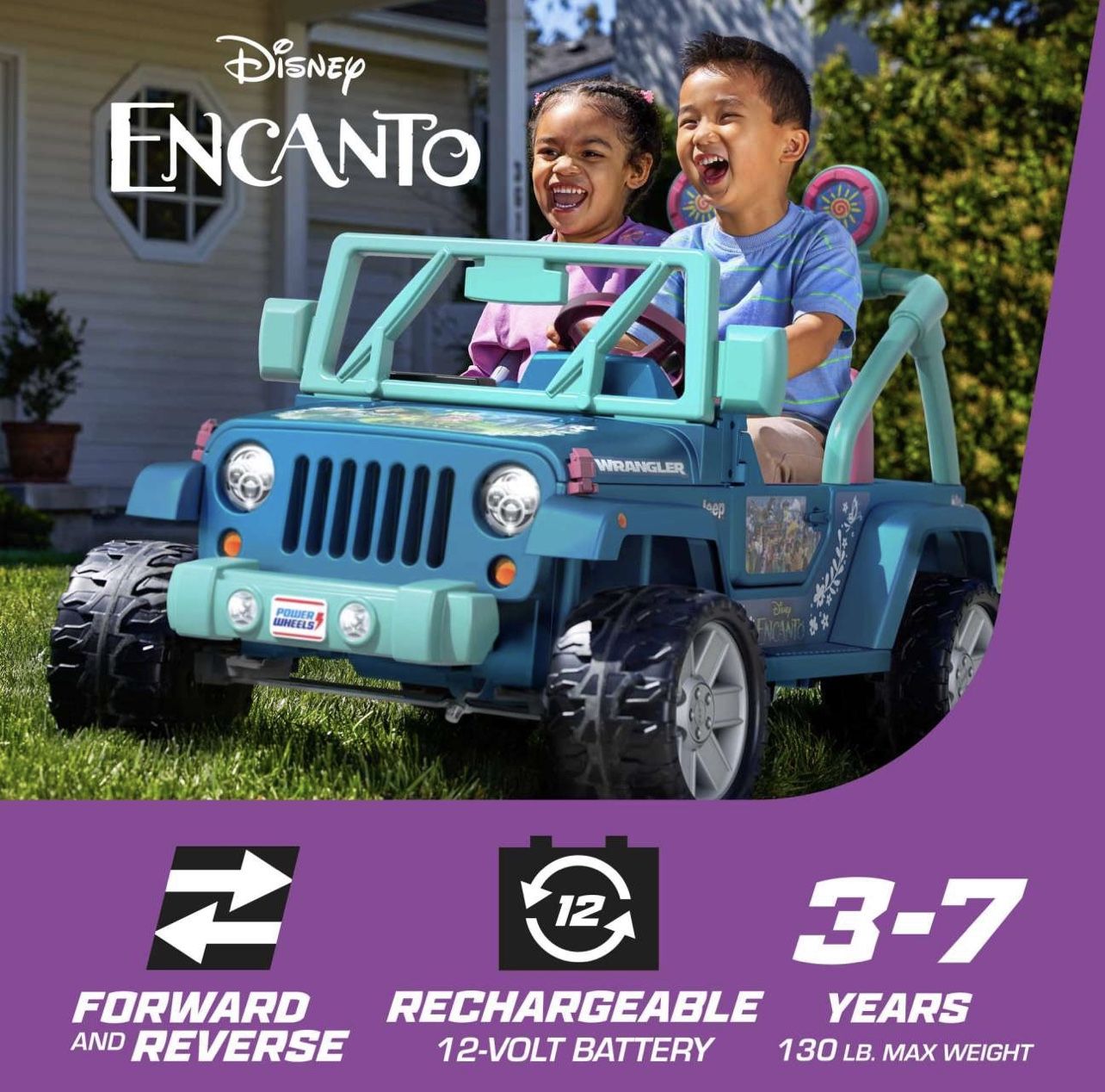 Power Wheels Disney Encanto Jeep Wrangler Battery-Powered Ride-On Vehicle With Sounds!!