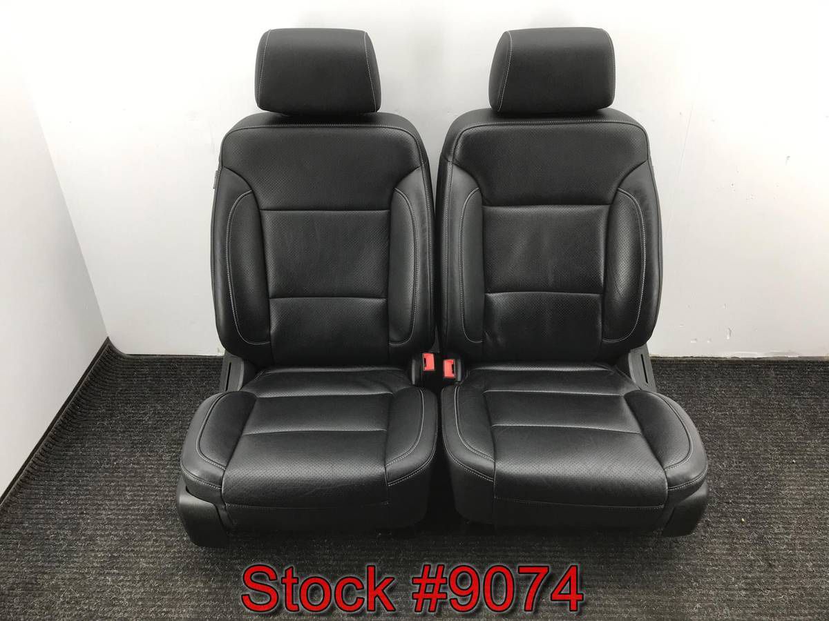 Black Leather Front Bucket Seats For A 2015 Through 2019 Chevy Silverado 2(contact info removed) Stock #9074