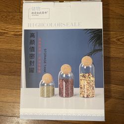 Glass Food Storage Canister with Airtight Cork Lid (42Oz/1240Ml), Clear Food Sto