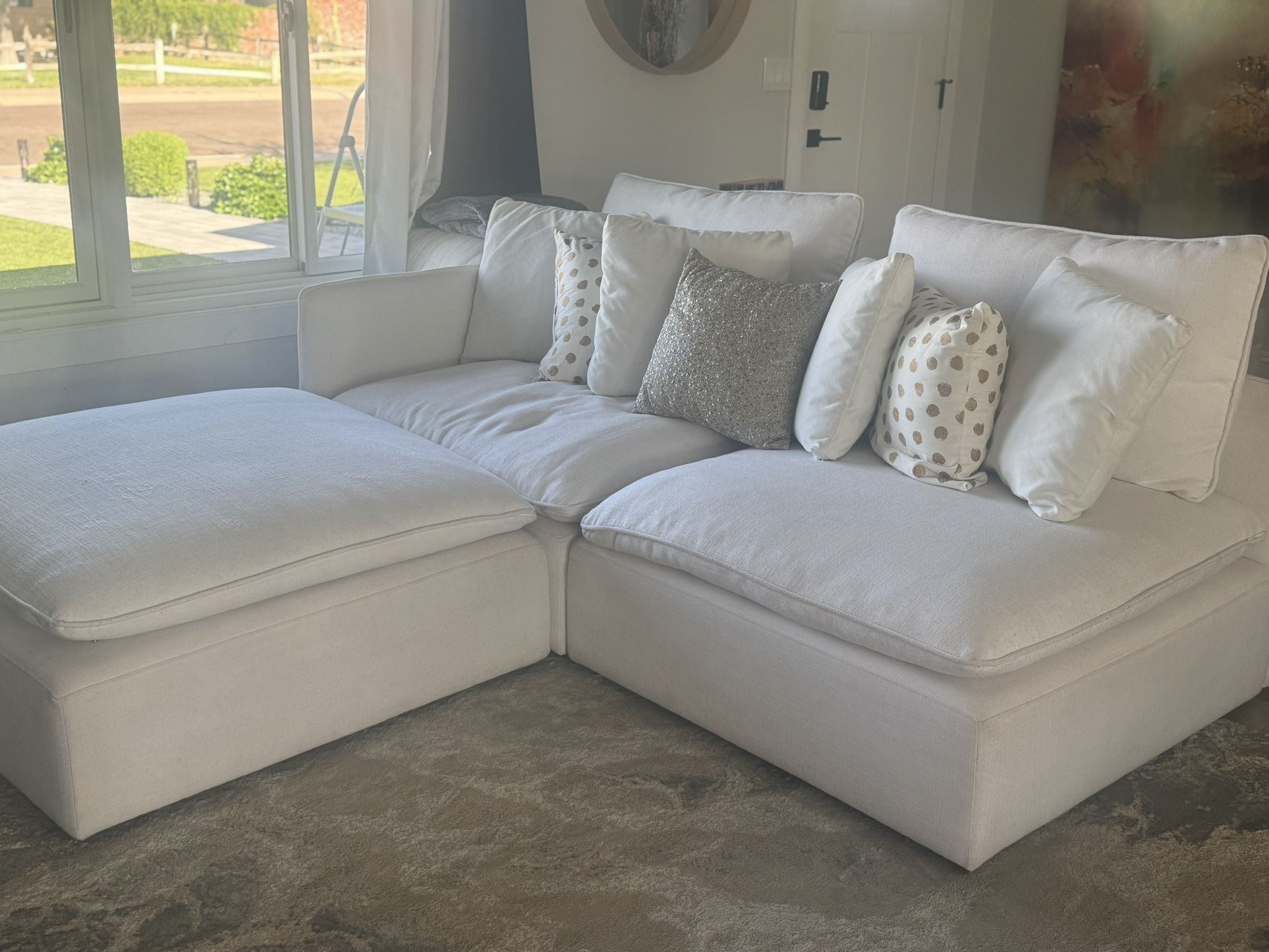 Crate And Barrel Sectional Couch- Lumis Snow White