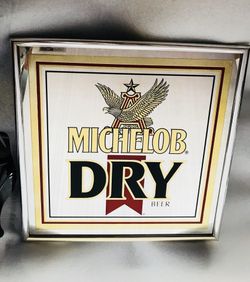 Vintage 1988 MICHELOB MIRROR BEER SIGN 19”x19”