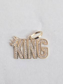 10kt Gold CZ Stone "King" Charm