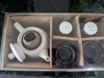 White Ceramic Tea Set with Glasses
