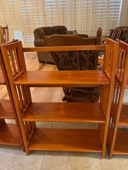 Mission style wood foldable, stackable book shelves