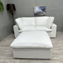 (Free Delivery ) Modular Cloud White Sectional Couch with Storage Ottoman 