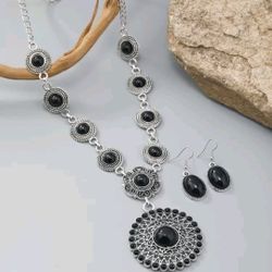 2pcs Round & Oval Decor Jewelry Set