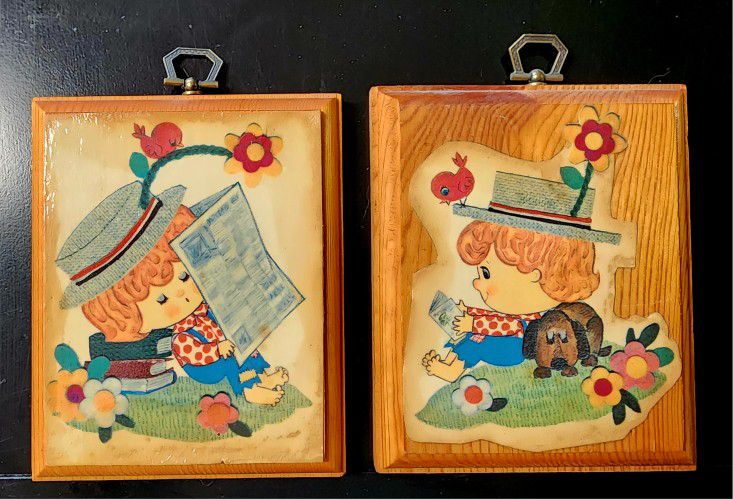 Vintage Raggedy Ann And Andy Wall Plaques. 