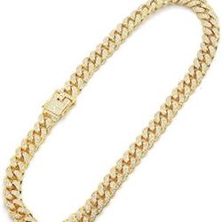 Rock Street Iced Out Hip Hop Chain Bracelet 13mm Miami Cuban Necklace for Men
