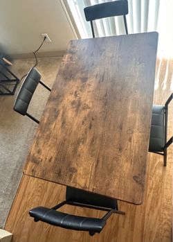 Rustic Dining Table Set with 4 Chairs