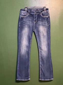Grace in LA Angel Wing Embellished Bootcut Jeans – Bling Pocket Size 31