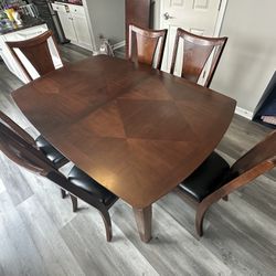 Cherry Wood Dining Table w/ 6 Chairs 84” By 44”