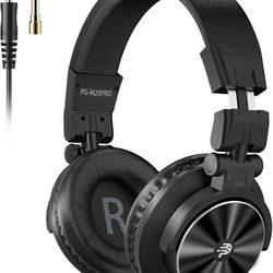Studio Headphones - DJ Headphones -Professional 40kHz Hi-Res Stereo - Wired Recording Headphone Audio Monitors-1/4 to 3.5mm Audio Jack