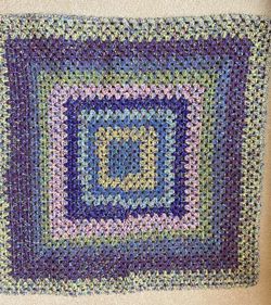 Hand crocheted lap or baby blanket. Thick. 36×36. Machine washable acrylic yarn. Smoke free, pet free, Covid free home. Public pick up only.