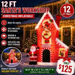 12 FT Santa’s Workshop Christmas Inflatable