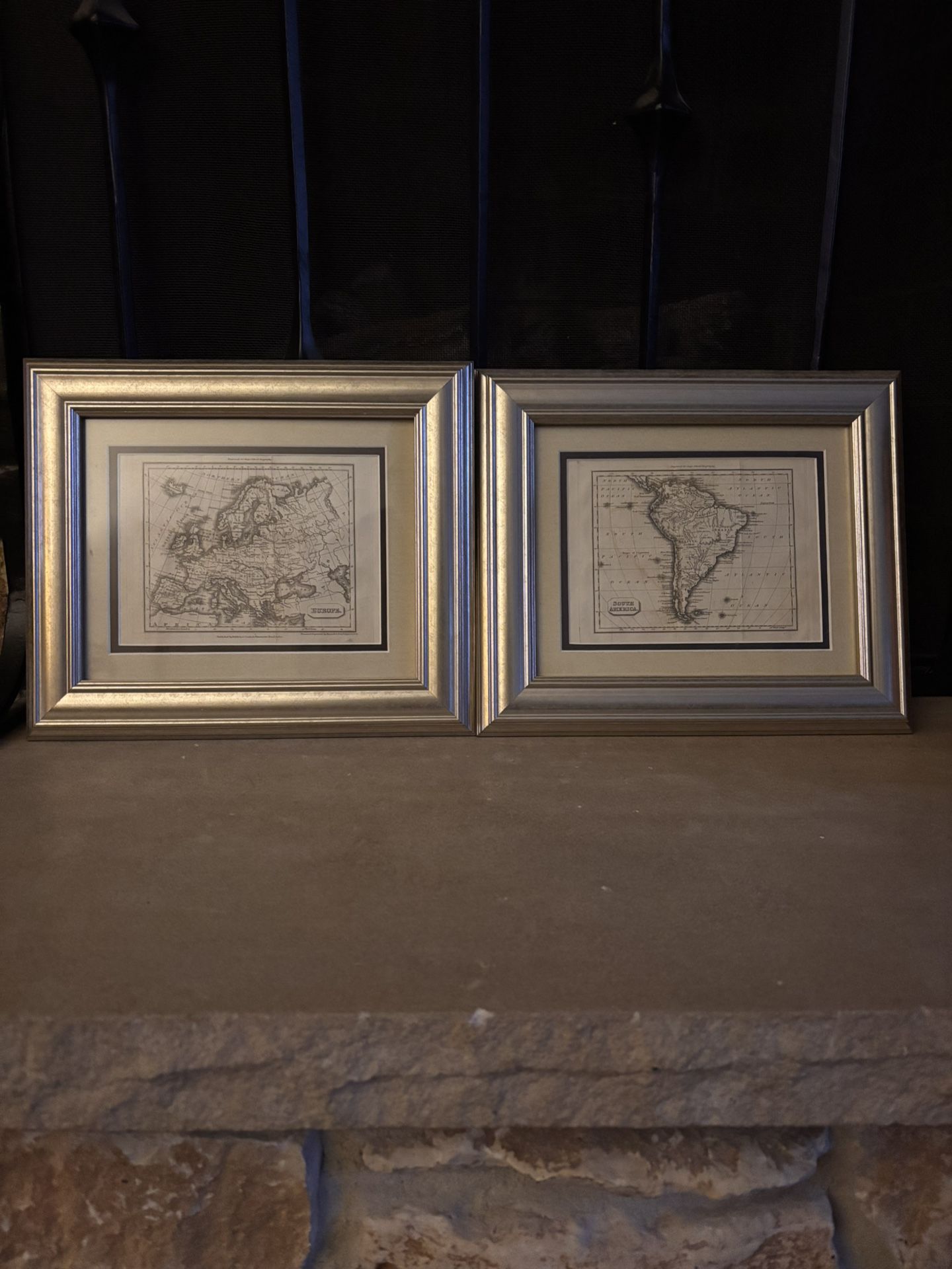 2 Vintage Framed Maps