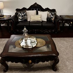 Elegant sofa and coffee table set