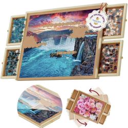 1000 Piece Rotating Puzzle Board with Drawers For Sale $28.00 50%+ OFF Retail $57.98 NEW IN BOX