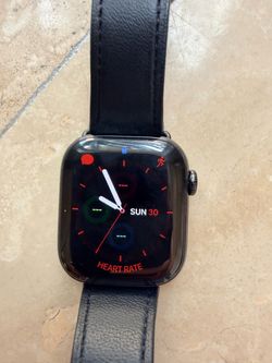 Apple Watch Series 10 42 mm with gps and cell capabilities . Black Leather Band