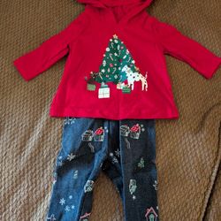 Infant Christmas outfit with hood