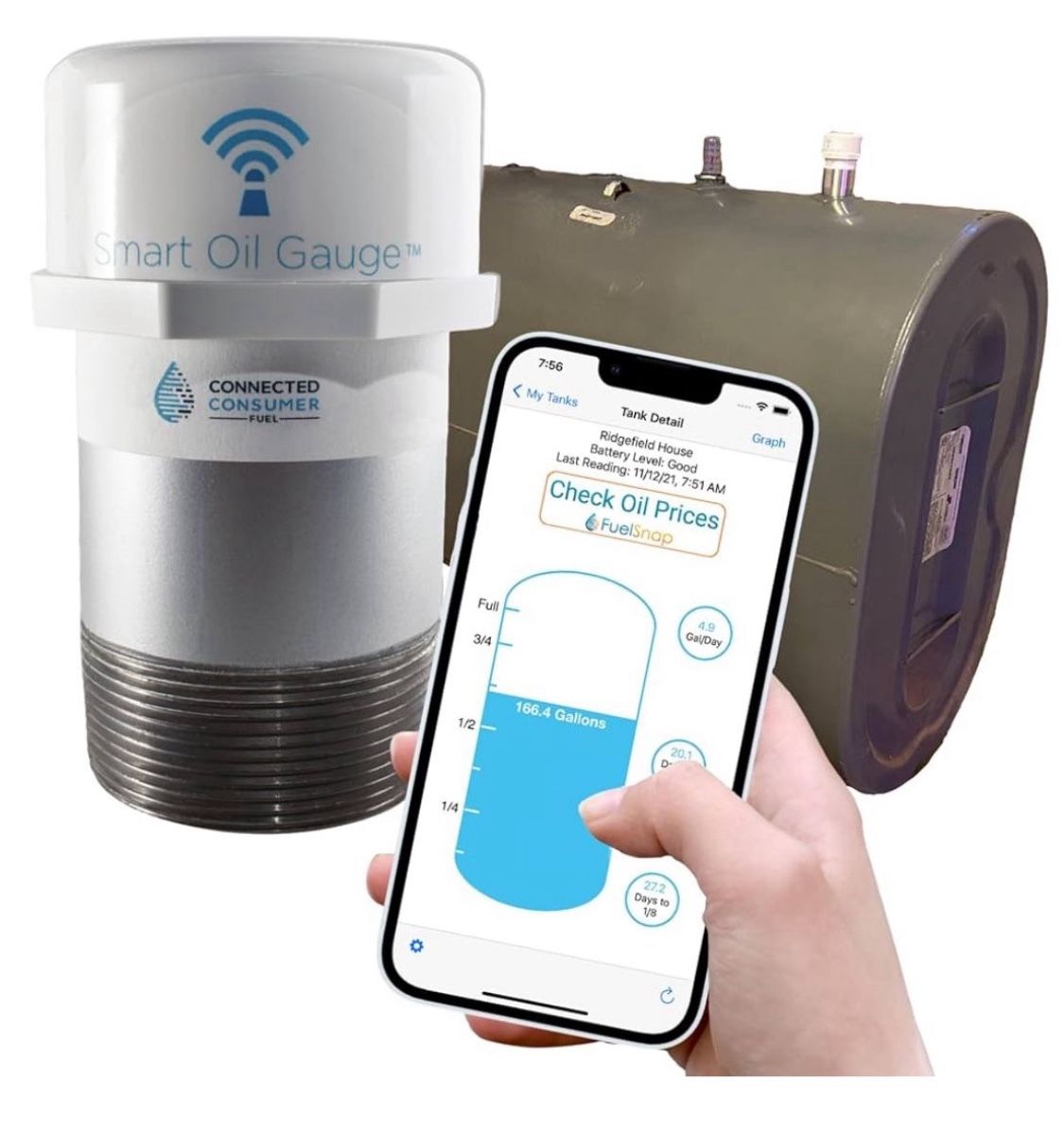 Smart Oil Gauge - Wi-Fi Heating Oil Tank Gauge with Smart Monitoring - Fuel Tank Gauge
