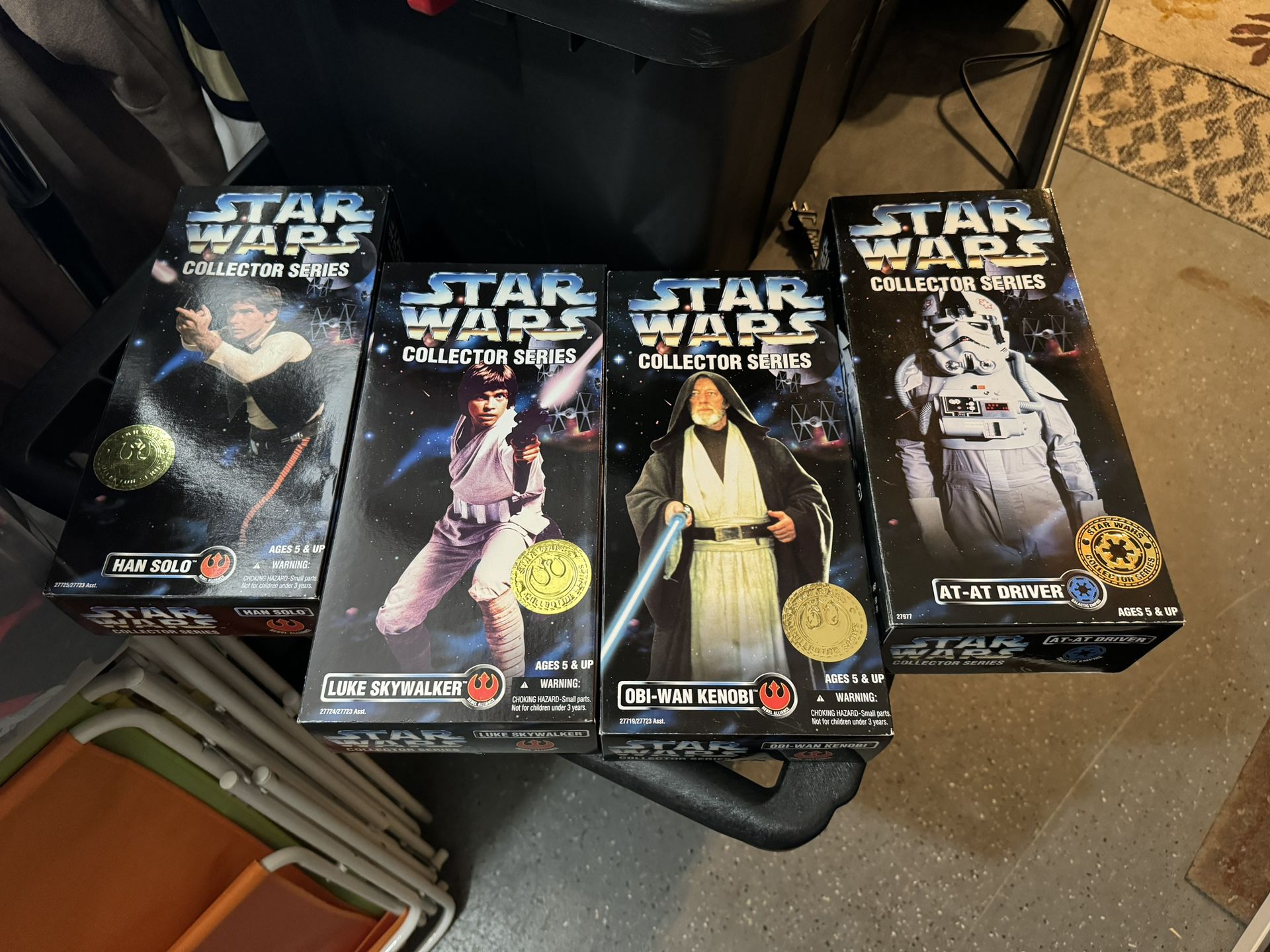 Lot Of 4x Star-Wars Kenner 12 Inch Figure Collector Series-Han Solo-Luke Skywaker-Obi Wan Kenobi +1