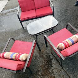 4-Piece Outdoor Patio Conversation Set w/ Cushions