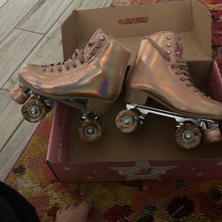 Rose Gold Iridescent Roller Skates